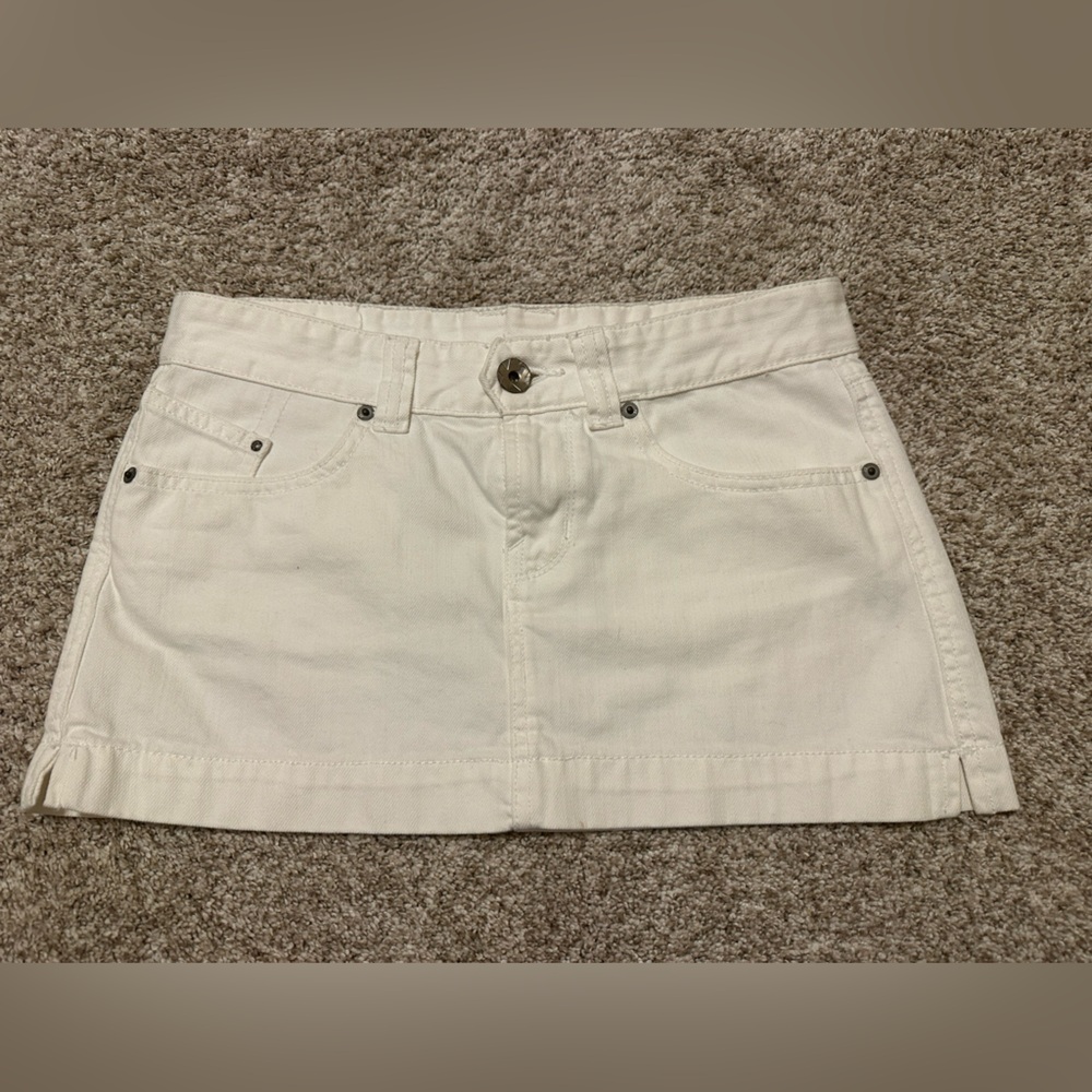 White Denim Mini Skirt